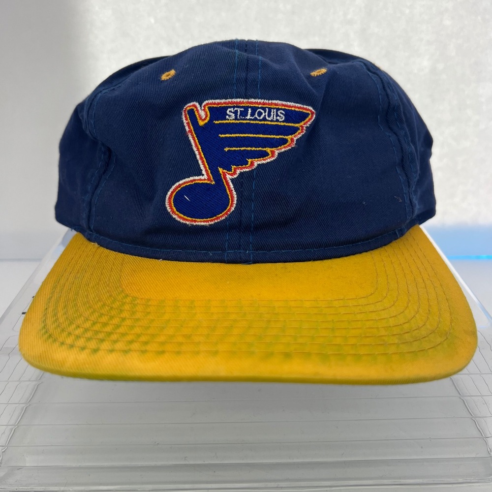 St Louis Blues NHL VTG Hockey Baseball‎ Cap Hat Snapback Blue Yellow Throwback